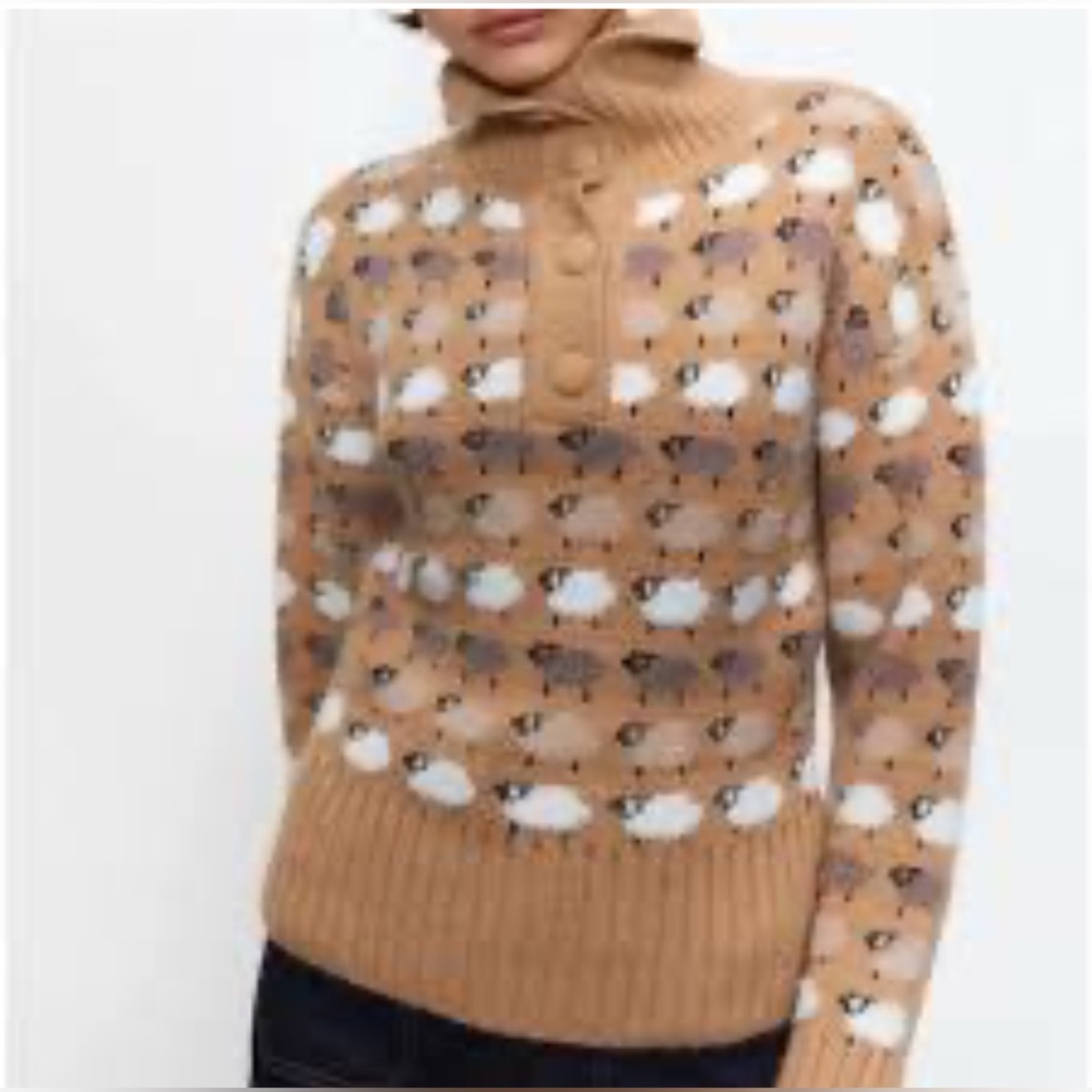 ZARA - Sheep Sweater Button Up / Turtleneck / Polo. Literally the cutest! - Picture 2 of 9